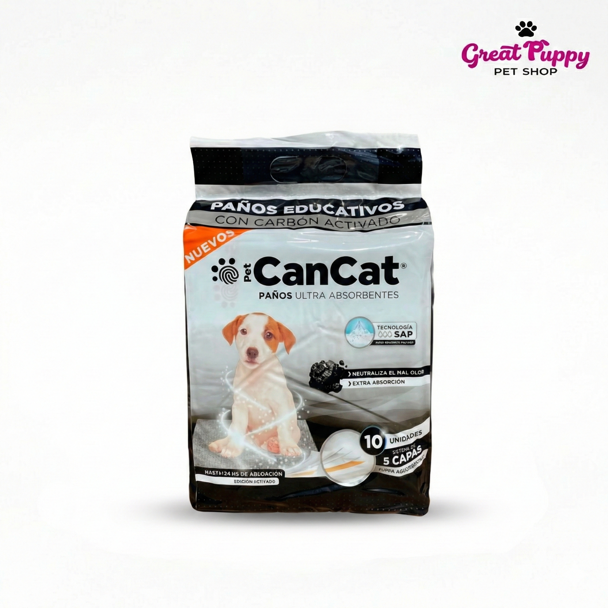 Paños Educativos 10ud 60x60cm Carbon Activado Premium Cancat