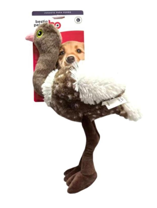 Juguete Perro Bestia Peluda Peluche Avestruz Color Marrón